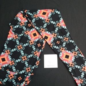 Coral, Aqua and black Lularoe TC leggings NWT